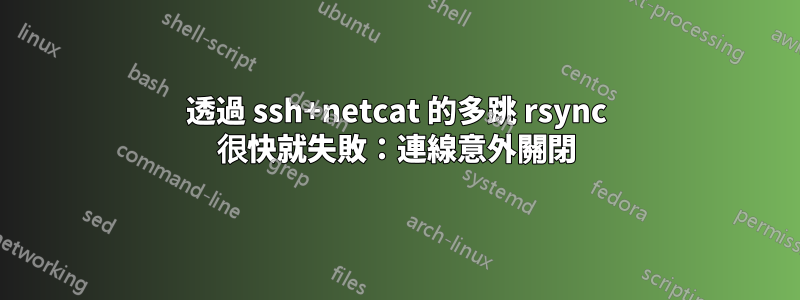 透過 ssh+netcat 的多跳 rsync 很快就失敗：連線意外關閉