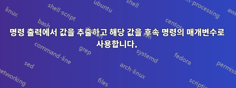 명령 출력에서 ​​값을 추출하고 해당 값을 후속 명령의 매개변수로 사용합니다.