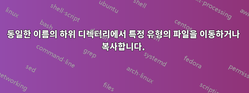 동일한 이름의 하위 디렉터리에서 특정 유형의 파일을 이동하거나 복사합니다.