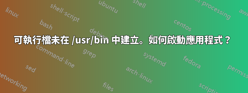 可執行檔未在 /usr/bin 中建立。如何啟動應用程式？