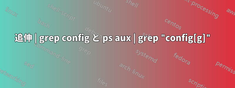 追伸 | grep config と ps aux | grep "config[g]" 