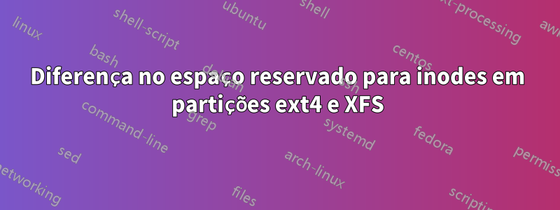 Diferença no espaço reservado para inodes em partições ext4 e XFS