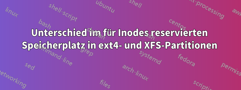 Unterschied im für Inodes reservierten Speicherplatz in ext4- und XFS-Partitionen