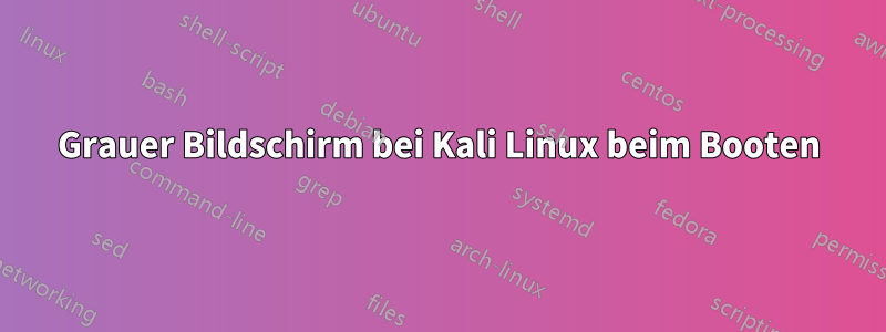 Grauer Bildschirm bei Kali Linux beim Booten