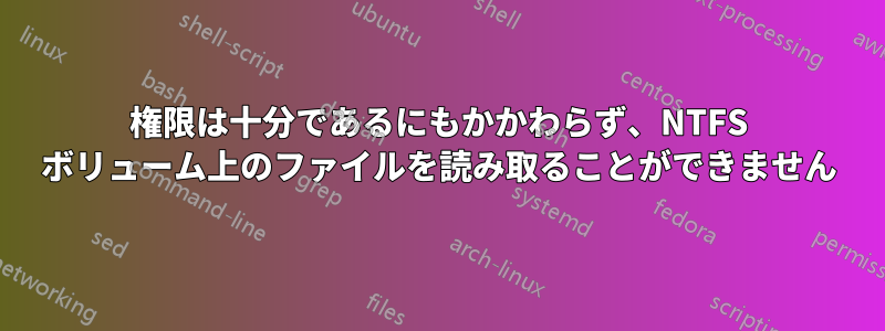 権限は十分であるにもかかわらず、NTFS ボリューム上のファイルを読み取ることができません