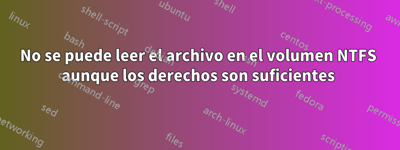 No se puede leer el archivo en el volumen NTFS aunque los derechos son suficientes