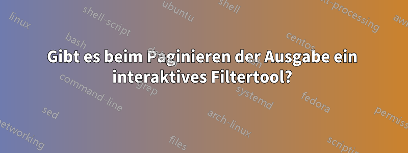 Gibt es beim Paginieren der Ausgabe ein interaktives Filtertool?