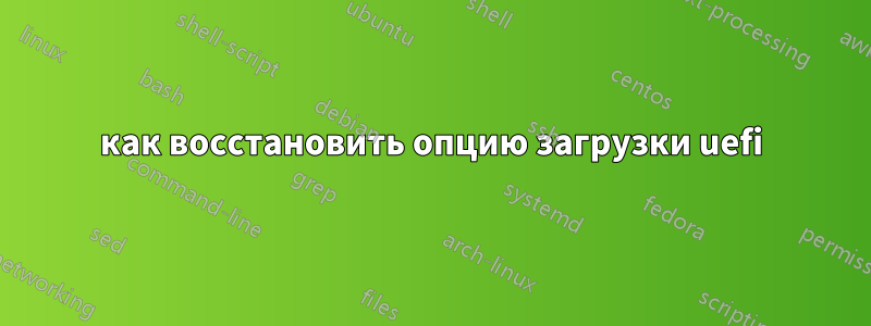 как восстановить опцию загрузки uefi