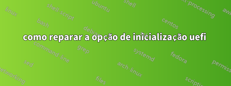 como reparar a opção de inicialização uefi