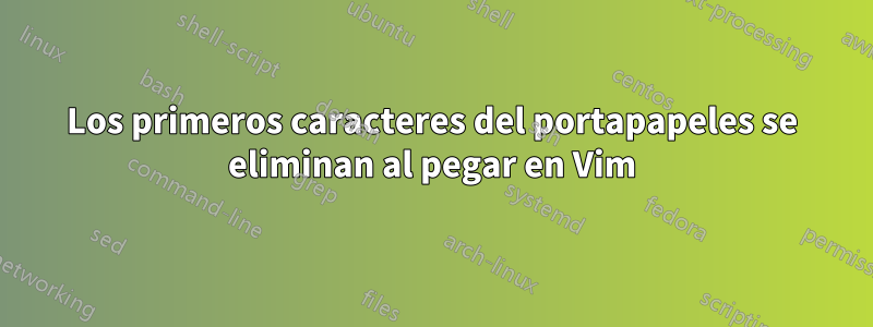 Los primeros caracteres del portapapeles se eliminan al pegar en Vim