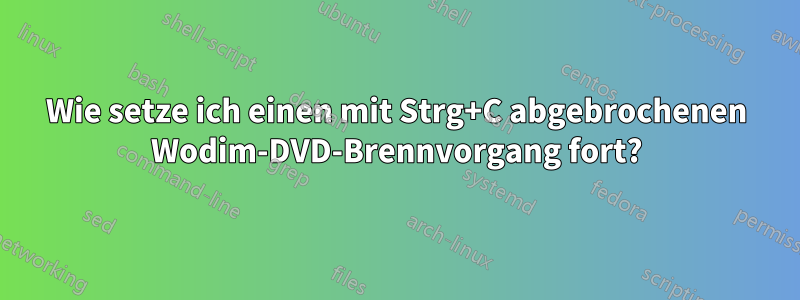 Wie setze ich einen mit Strg+C abgebrochenen Wodim-DVD-Brennvorgang fort?