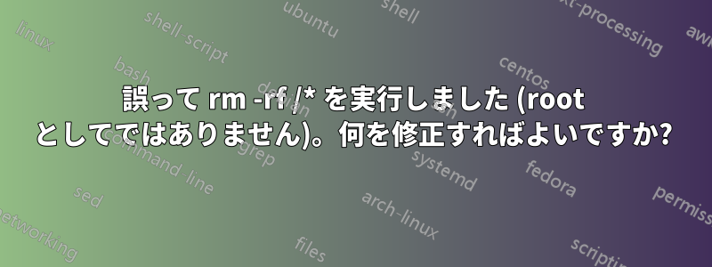 誤って rm -rf /* を実行しました (root としてではありません)。何を修正すればよいですか?