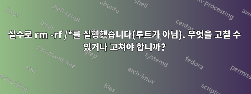 실수로 rm -rf /*를 실행했습니다(루트가 아님). 무엇을 고칠 수 있거나 고쳐야 합니까?