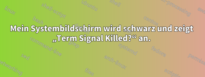 Mein Systembildschirm wird schwarz und zeigt „Term Signal Killed?“ an.
