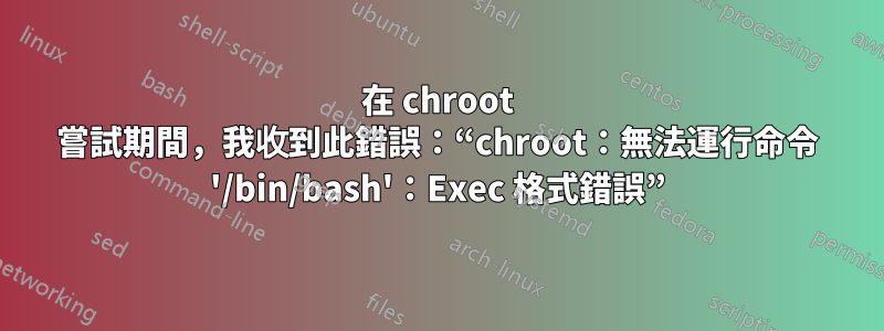 在 chroot 嘗試期間，我收到此錯誤：“chroot：無法運行命令 '/bin/bash'：Exec 格式錯誤”