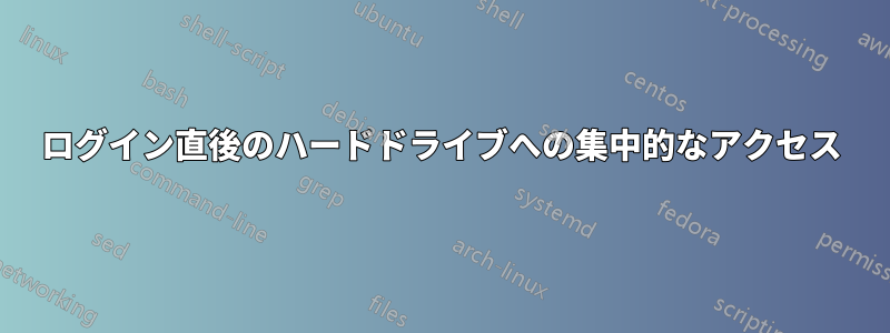 ログイン直後のハードドライブへの集中的なアクセス