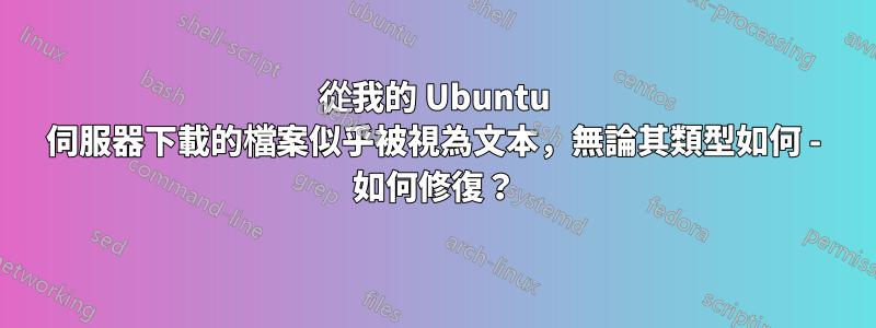 從我的 Ubuntu 伺服器下載的檔案似乎被視為文本，無論其類型如何 - 如何修復？