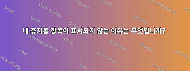 내 휴지통 항목이 표시되지 않는 이유는 무엇입니까?