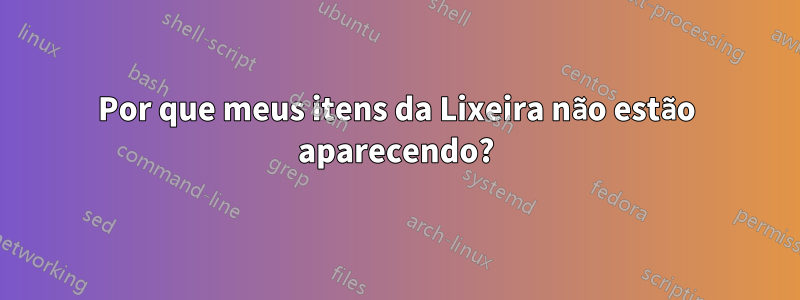 Por que meus itens da Lixeira não estão aparecendo?