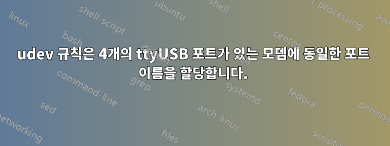 udev 규칙은 4개의 ttyUSB 포트가 있는 모뎀에 동일한 포트 이름을 할당합니다.