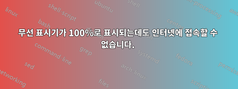 무선 표시기가 100%로 표시되는데도 인터넷에 접속할 수 없습니다.