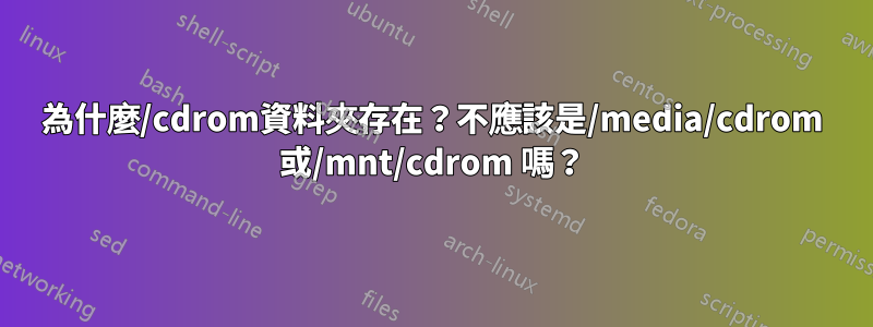 為什麼/cdrom資料夾存在？不應該是/media/cdrom 或/mnt/cdrom 嗎？