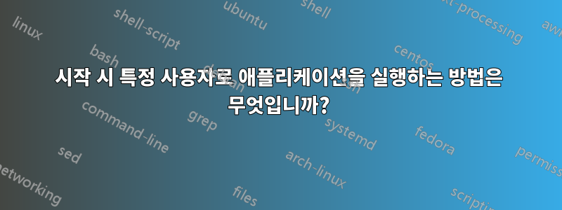 시작 시 특정 사용자로 애플리케이션을 실행하는 방법은 무엇입니까?
