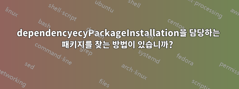 dependencyecyPackageInstallation을 담당하는 패키지를 찾는 방법이 있습니까? 