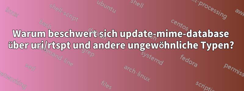 Warum beschwert sich update-mime-database über uri/rtspt und andere ungewöhnliche Typen?