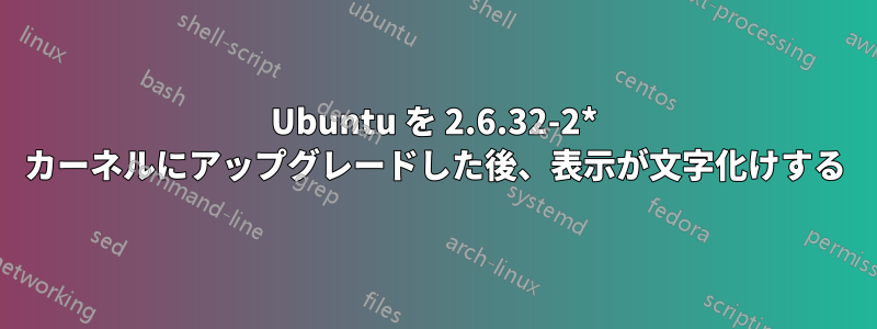 Ubuntu を 2.6.32-2* カーネルにアップグレードした後、表示が文字化けする