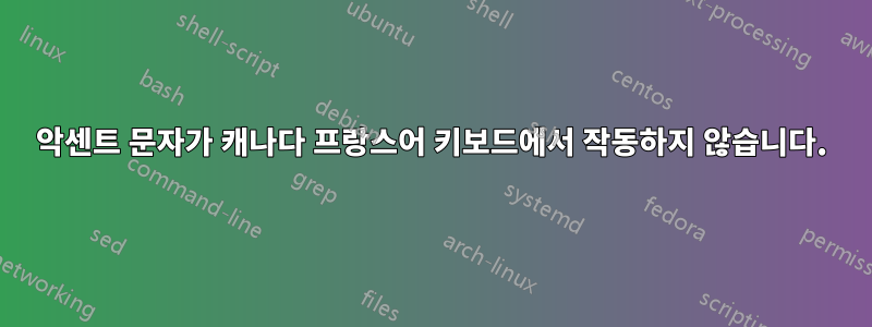 악센트 문자가 캐나다 프랑스어 키보드에서 작동하지 않습니다.
