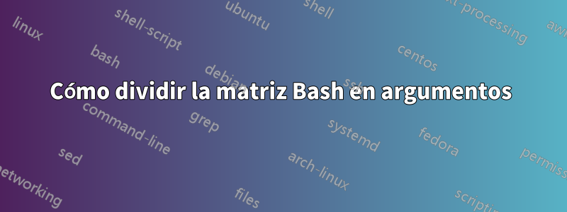 Cómo dividir la matriz Bash en argumentos