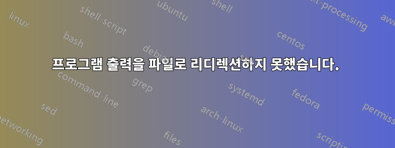 프로그램 출력을 파일로 리디렉션하지 못했습니다.