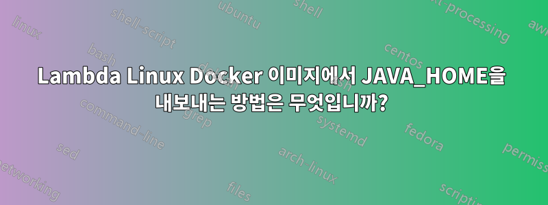 Lambda Linux Docker 이미지에서 JAVA_HOME을 내보내는 방법은 무엇입니까?
