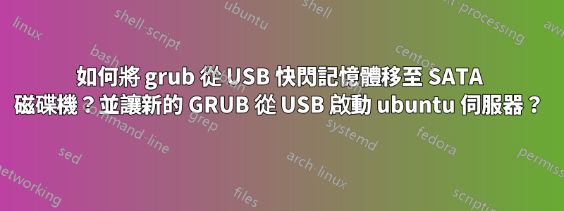 如何將 grub 從 USB 快閃記憶體移至 SATA 磁碟機？並讓新的 GRUB 從 USB 啟動 ubuntu 伺服器？
