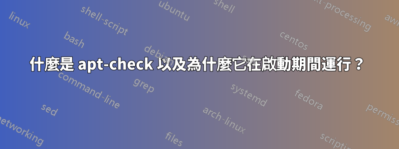 什麼是 apt-check 以及為什麼它在啟動期間運行？