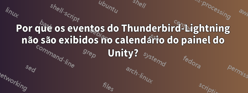 Por que os eventos do Thunderbird-Lightning não são exibidos no calendário do painel do Unity?