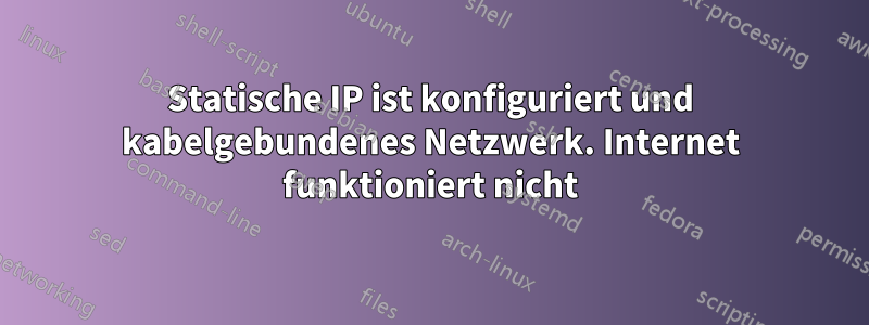 Statische IP ist konfiguriert und kabelgebundenes Netzwerk. Internet funktioniert nicht