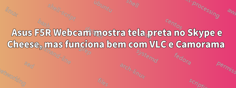 Asus F5R Webcam mostra tela preta no Skype e Cheese, mas funciona bem com VLC e Camorama 