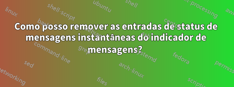 Como posso remover as entradas de status de mensagens instantâneas do indicador de mensagens? 