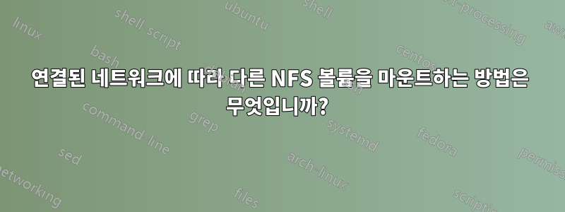 연결된 네트워크에 따라 다른 NFS 볼륨을 마운트하는 방법은 무엇입니까? 