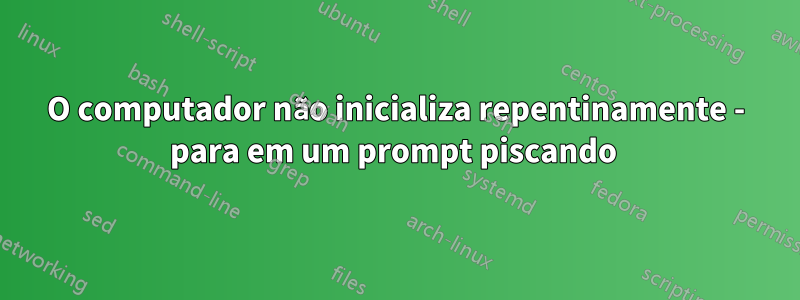 O computador não inicializa repentinamente - para em um prompt piscando 