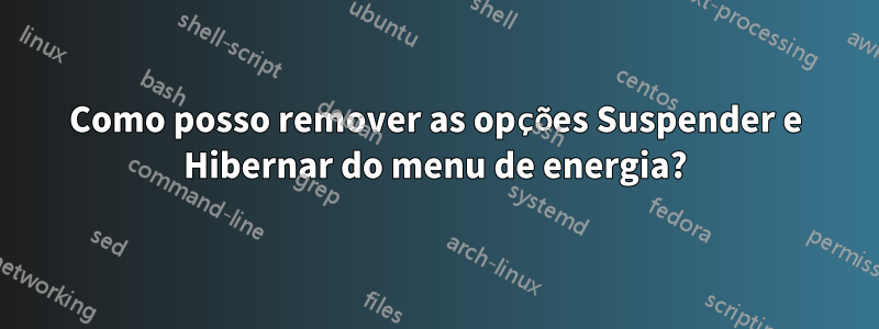 Como posso remover as opções Suspender e Hibernar do menu de energia?