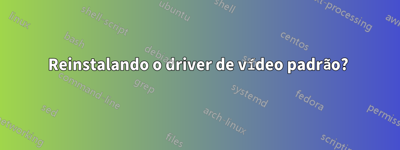 Reinstalando o driver de vídeo padrão?