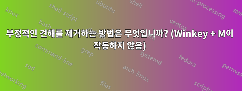 부정적인 견해를 제거하는 방법은 무엇입니까? (Winkey + M이 작동하지 않음)