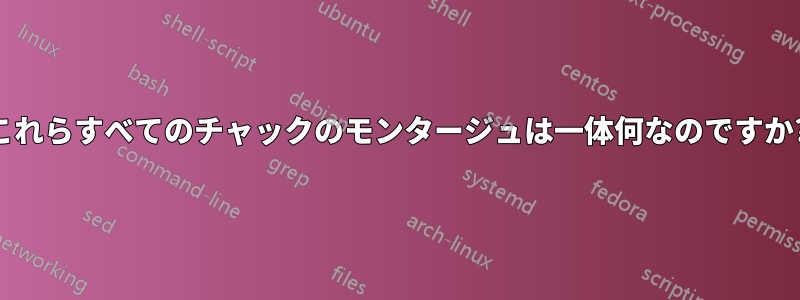 これらすべてのチャックのモンタージュは一体何なのですか?