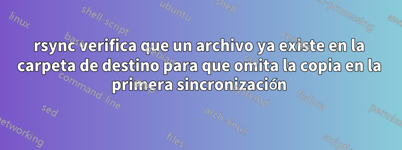 rsync verifica que un archivo ya existe en la carpeta de destino para que omita la copia en la primera sincronización