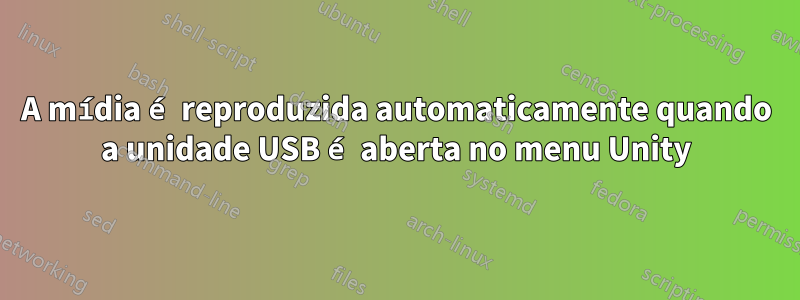 A mídia é reproduzida automaticamente quando a unidade USB é aberta no menu Unity