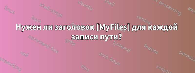 Нужен ли заголовок [MyFiles] для каждой записи пути?