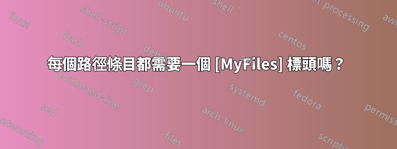 每個路徑條目都需要一個 [MyFiles] 標頭嗎？